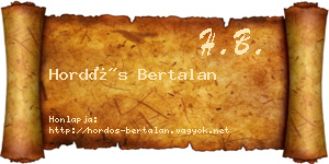 Hordós Bertalan névjegykártya